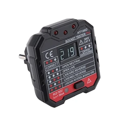 Afbeelding van Stopcontacttester, HT106B Multifunctionele elektrische stopcontacttester Netfoutcontrole instrument voor scholen(US Plug)