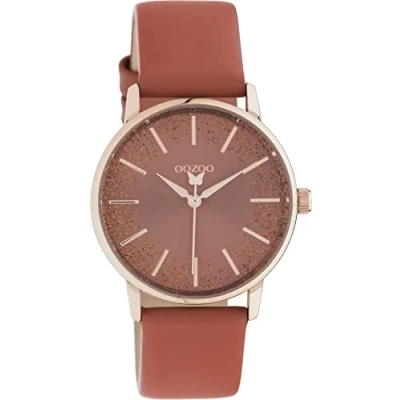 Afbeelding van Oozoo Mineralglas Horloge, Dames, Maat: One Size, Goldfarben/red