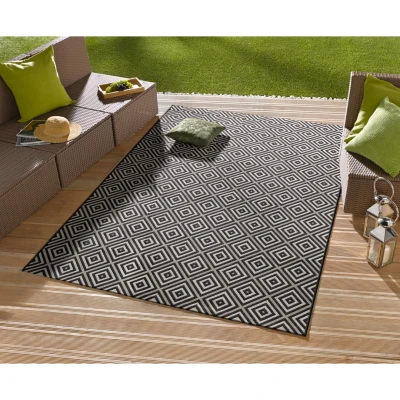Afbeelding van Buitenkleed Retro Patio 240x340cm Zwart Modern Vloerkleed 123vloerkleed.nl is de online webshop voor vloerkleden en woonaccessoires.