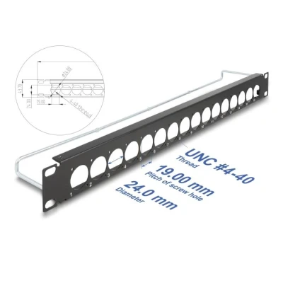 Afbeelding van Delock 19″ D Typ Patchpanel mit Entlastungsschiene 16 Port 1 HE schw