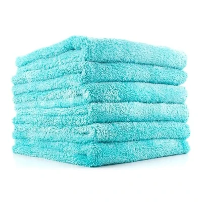 Afbeelding van The Rag Company Eagle Edgeless 450 (6 Pack) Professional Korean 70/30 Blend Super Plush Microfiber Detailing Buffing Polishing Drying Towels for Cars 16x16 in, Teal Blue
