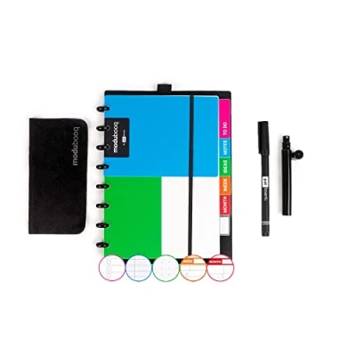Afbeelding van Modubooq organizer Herbruikbaar Modulair Slim Notitieboek A5 duratech3 technologie inclusief pen, to do, notes, ideas, monthly &amp; weekly planner pagina&#039;s
