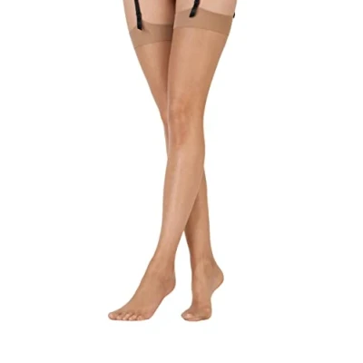 Afbeelding van Pretty Polly Kousen Jarretelkousen Nylons Glans glad boord 10 Den M/L Sherry