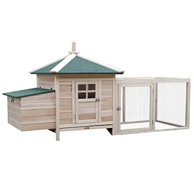 Afbeelding van PawHut kippenhok met ren kippenhuis legnest massief houten stok D51 092 1