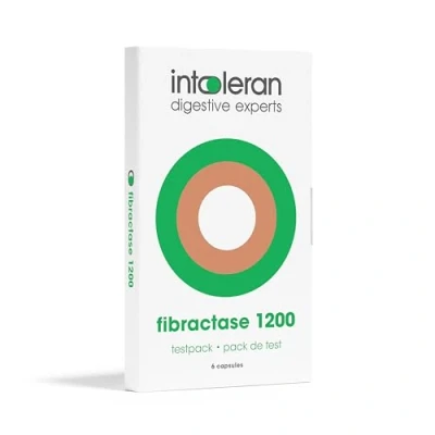 Afbeelding van Intoleran Fibractase Forte (1200) Testpack Spijsverteringsenzymen 6 capsules Hoog gedoseerd Voedingssupplement met Enzym Alpha Galactosidase Hulp bij vertering Fructanen &amp; Galactanen