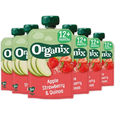 Afbeelding van 6x Organix Knijpfruit 12+m Appel Aardbei &amp; Quinoa 100 gr