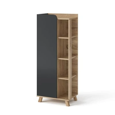 Afbeelding van Vicco Midi kast Karen Sonoma antraciet 50 x 128 cm deur open vakken
