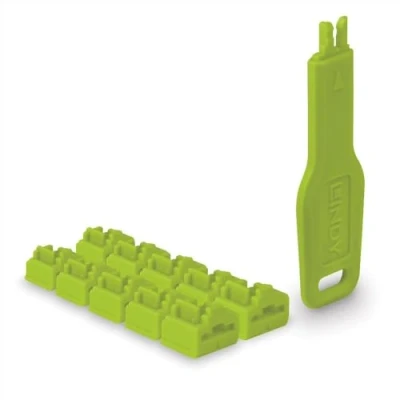 Afbeelding van Lindy RJ45 Port Sloten Groen, 10x + 1 Sleutel