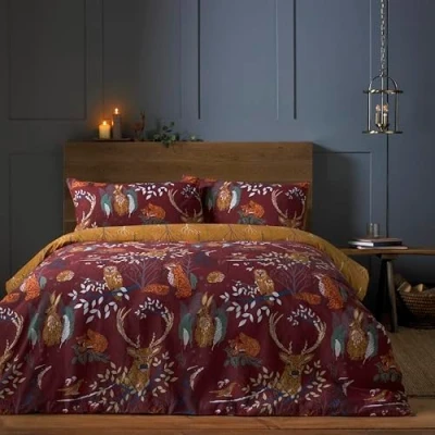 Afbeelding van furn. Bosfauna 3 stuks King Dekbedovertrek Set, Katoen, Polyester, Roest