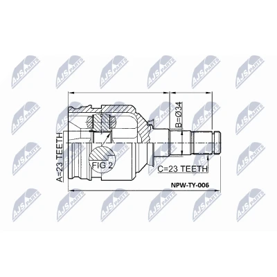 Afbeelding van Homokineet reparatie set, aandrijfas NTY NPW TY 006