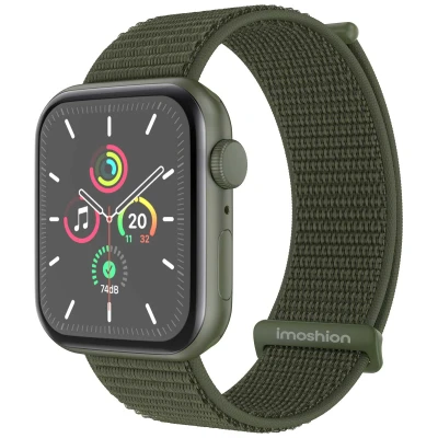 Afbeelding van Apple Watch Nylon+ bandje Donkergroen Geschikt voor Series1/2/3/4/5/6/7/8/9/10/SE (38/40/41 mm) Series 10 (42 Army Green