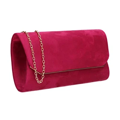 Afbeelding van SwankySwans Anny Suedette Flapover Clutch, Sling Bag, One Size, Fuchsia, Eén maat