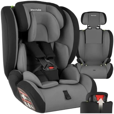 Afbeelding van tectake® Autostoel Kinderzitje met Zijbescherming 5 Puntsgordel Veiligheidszitje Geschikt voor Kinderen tot 36 kg Donkergrijs/Zwart