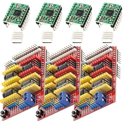 Afbeelding van AZDelivery 3 x CNC Schild V3 Bundel met 4 stuks A4988 Driver Stappenmotor Koellichaam compatibel Arduino Inclusief E Book!