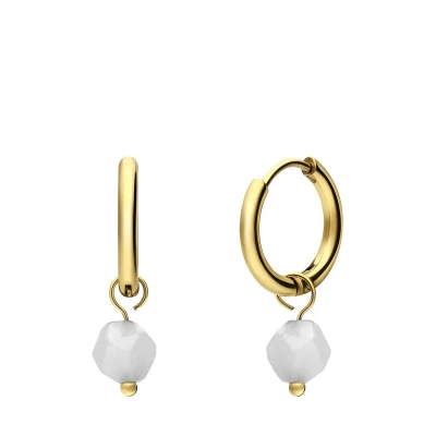 Afbeelding van Lucardi Dames Stalen goldplated oorringen met amazoniet Oorbellen Staal Goudkleurig