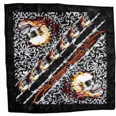 Afbeelding van Zac&#039;s Alter Ego Flaming skulls and barbed wire Bandana Zwart