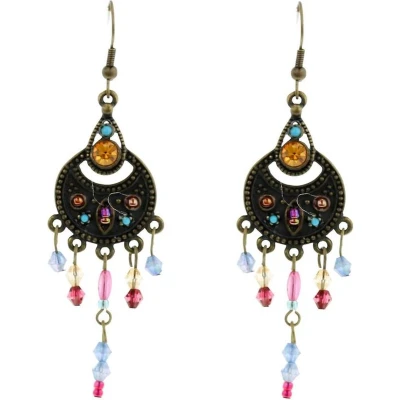 Afbeelding van Behave Multi color oorhangers met antiek goudkleur