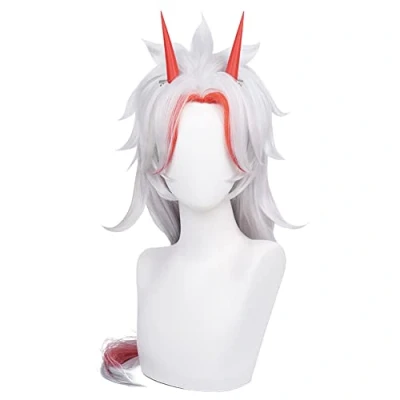 Afbeelding van HIROAKIYA Arataki Itto Wig, Genshin Impact Cosplay Wig with Clip Horn Cap, Length approx.75cm