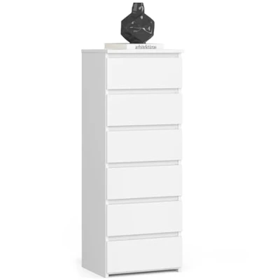 Afbeelding van AKORD Dressoir met 6 laden, rolladen, ladekast, kledingkast, sideboard plank, robuust, universeel design, wit