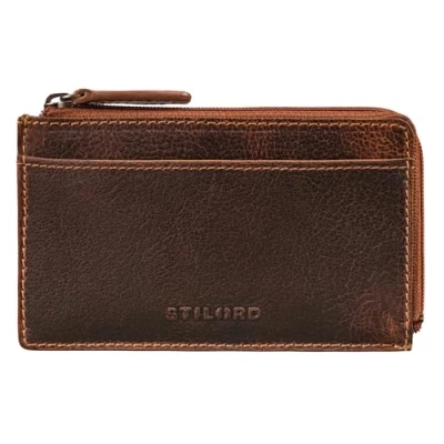 Afbeelding van STILORD &#039;Ano&#039; 3 in 1 Lederen Sleuteletui Mini Portemonnee en Kaart Etui Vintage Sleutel Tas Sleuteltasje met Geschenkverpakking Echt leder, Kleur:luino bruin