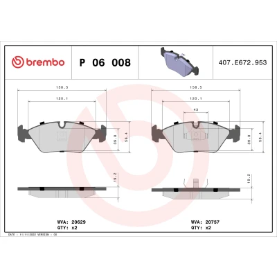 Afbeelding van Brembo Remblokset P 06 008