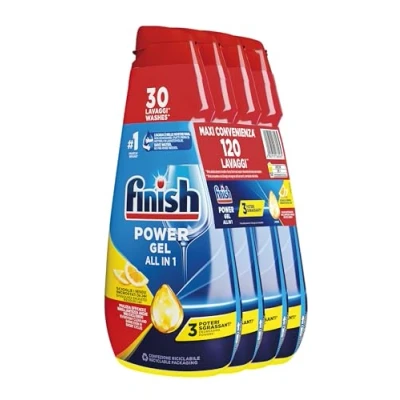 Afbeelding van Finish Powergel afwasmiddel, citroen, vaatwassergel, 120 wasmachines, 4 verpakkingen met elk 30 vaatwassers