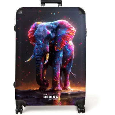 Afbeelding van NoBoringSuitcases.com® Koffer groot Reiskoffer lichtgewicht Olifant Kosmisch Magisch Rolkoffer met 4 wielen Grote trolley XL 98 liter bagage