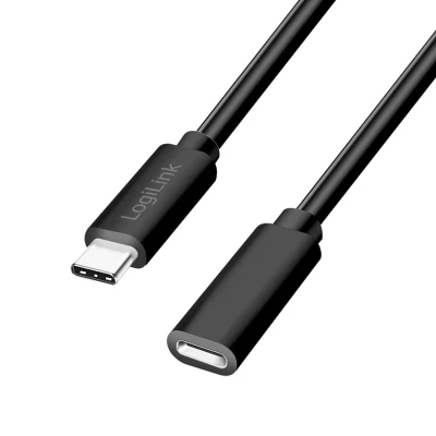 Afbeelding van LogiLink USB C kabel 2.0 stekker, bus 1 m Zwart CU0210
