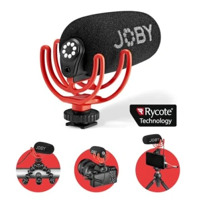 Afbeelding van JOBY Wavo On Camera Vlogging Compact Microphone Super Cardioid Pattern with Rycote Duo Lyre for Smartphone, CSC, Mirrorless, Vlogging, Youtuber, Podcast, IRL, Content Creators