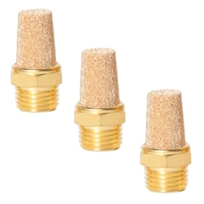 Afbeelding van Pneumatische geluiddemper van gesinterd brons 1/4 inch set 3 persluchtdempers industriële kwaliteit (3, 1/4&quot;)