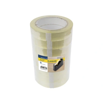 Afbeelding van Raadhuis plakband 25mm x 66m PP transparant krimp a 8 rollen RD 351354