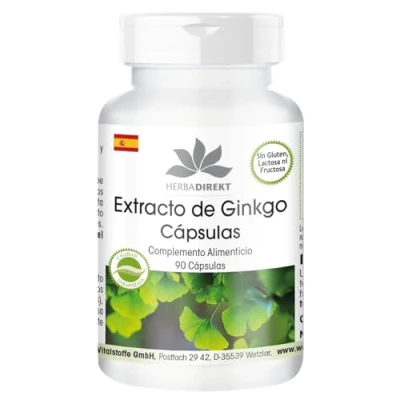 Afbeelding van Ginkgo Biloba extract 95mg met flavonen en lactonen veganistisch 90 capsules HERBADIREKT by Warnke Vitalstoffe Duitse apothekerskwalitei