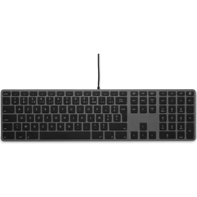 Afbeelding van LMP Bedraad Aluminium Toetsenbord voor Windows met dubbele USB aansluiting en numeriek keyboard 110 keys AZERTY (FR) Spacegray/Zwart