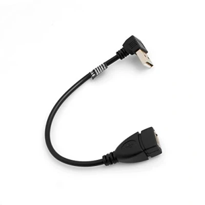 Afbeelding van System S USB kabel 2.0 type A (male) 90 hoek opwaarts naar (female) oplaadkabel datakabel verlengkabel 20 cm