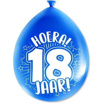 Afbeelding van Ballonnen 18 jaar party 30cm 8 stuks