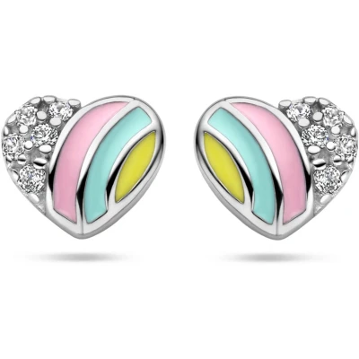 Afbeelding van zilver gerhodineerd oorknoppen hart en zirkonia 1336973 horloge Zilverkleur