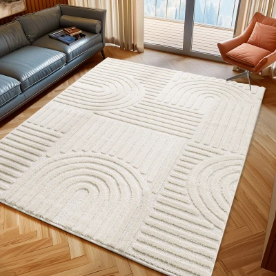 Afbeelding van Japandi ART Vloerkleed Boho Scandinavisch Laagpolig Effen Creme Rechthoek Polypropyleen 200x290 cm