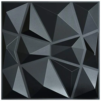 Afbeelding van Art3d Decoratieve 3D Wandpanelen PVC Getextureerde Wandpaneel Tegels Tegelsticker Waterdicht Muur Decoratie Muurpanelen Zwarte Diamant 50 x cm 12 Stuks