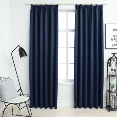 Afbeelding van Gordijnen verduisterend met haken 2 st 140x225 cm blauw
