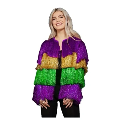 Afbeelding van Smiffy&#039;s Jaren 80 &amp; 90 Kostuum Mardi Gras Flapper Jas Vrouw Groen, Paars, Goud Small / Medium Carnavalskleding Verkleedkleding