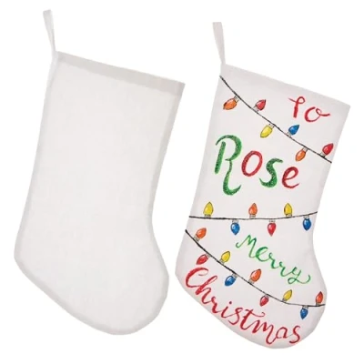 Afbeelding van Baker Ross FX787 Grote stoffen kousen pak van 3, blanco kerstkous voor kinderen om te versieren en personaliseren