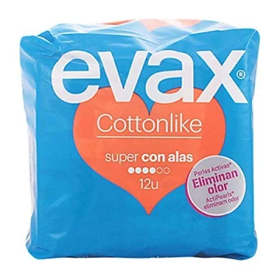 Afbeelding van Super Maandverband met vleugels Cotton Like Evax (12 uds)