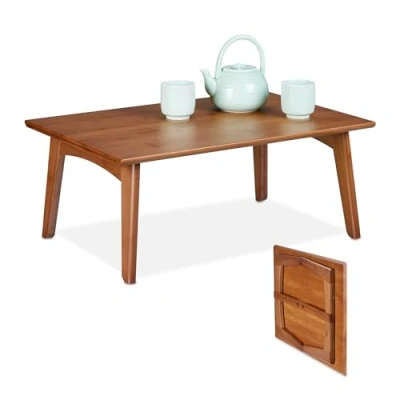Afbeelding van salontafel 25 x 60 40 cm inklapbaar bamboe walnootlook