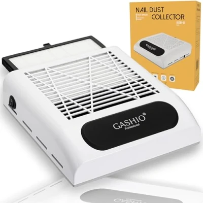 Afbeelding van GASHIO® Professionele nagelstofzuiger 80 W voor acrylnagels, gelnagels, krachtige nagelzuiger manicure pedicure wit HEPA vervangbaar herbruikbaar filter