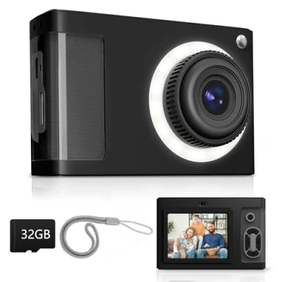 Afbeelding van Digitale Camera, ARNSSIEN 1080P Vlogging 2,4 inch scherm 16LED Vullicht Videocamera, Mini Vintage Camera 4K Cadeau voor Kinderen, Vrouwen, Mam, Koppel en Ouderen