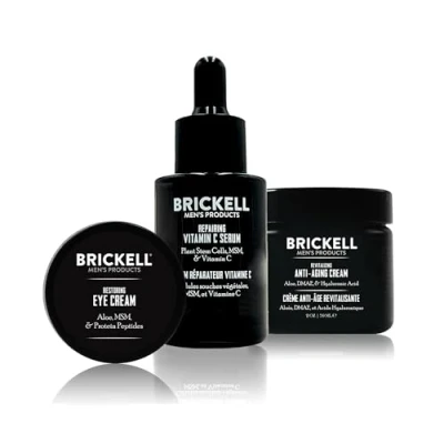 Afbeelding van Brickell Men&#039;s Anti Aging Gezichtsverzorging Routine voor Mannen, Nachtcrème, Gezichtsserum met Vitamine C en Oogcrème, Natuurlijk Organisch, Geurend