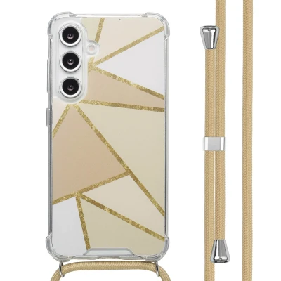 Afbeelding van imoshion Hoesje Geschikt voor Samsung Galaxy S24 FE Design met Koord Beige Graphic
