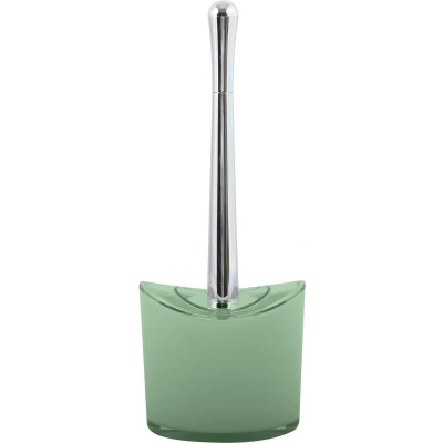 Afbeelding van MSV Toiletborstel in houder/wc borstel Aveiro PS kunststof/rvs groen/zilver 37 x 14 cm Toiletborstels