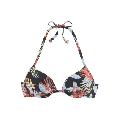 Afbeelding van s.Oliver Pushup Bikinitop, Dames, Maat: 36xA, Schwarz bedruckt