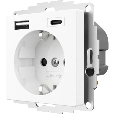 Afbeelding van Met randaarde Wit 2USB